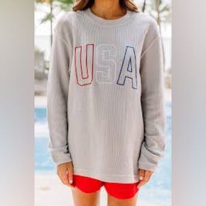 Pennant USA Embroidered Pullover Sweatshirt Grey Multi Size Small
